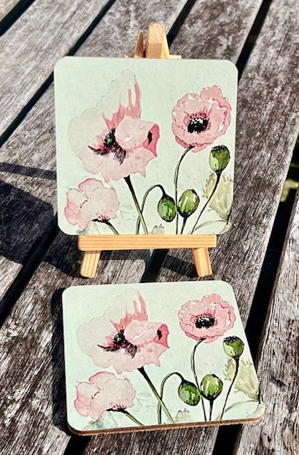 Set of 6 coasters in Singing Poppy design